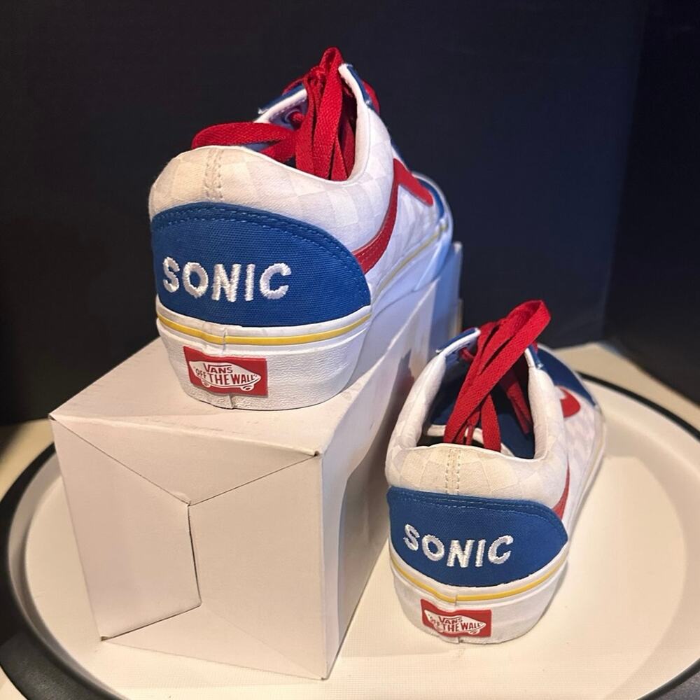 NWOT Vans x Sonic Collaboration Sneakers Red, White & Blue Women’s 8.5 Mens 7 - Picture 6 of 7